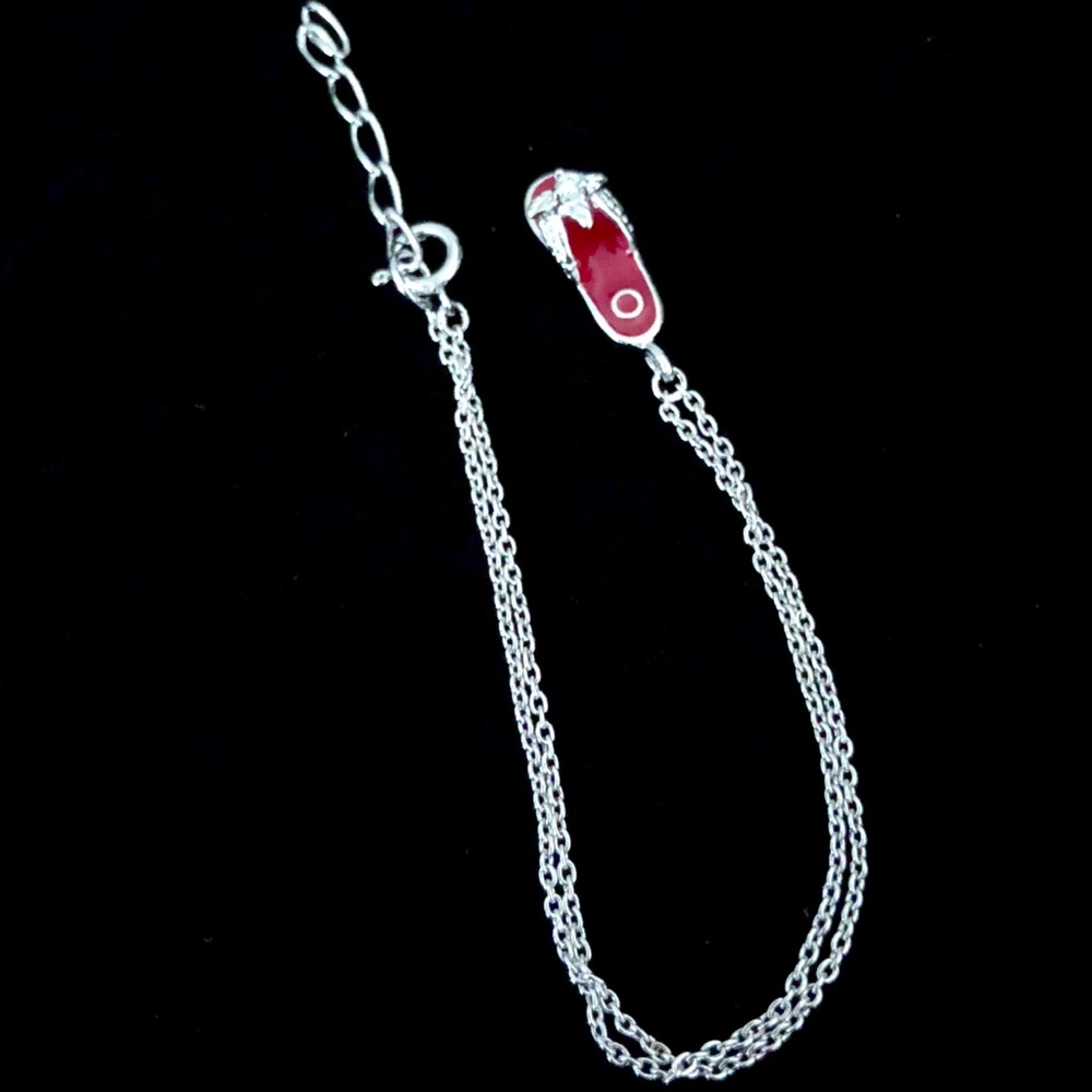 Super Cute Cubic Zirconia & Magenta Charm Anklet! - Picture 3 of 5